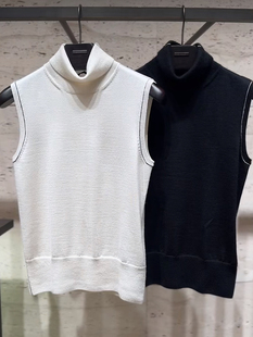 GIADA迦达国内代购2024新款无袖黑白两色羊绒加丝针织衫