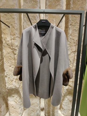 GIADA国内正品代购迦达专柜拼水貂斗篷大衣