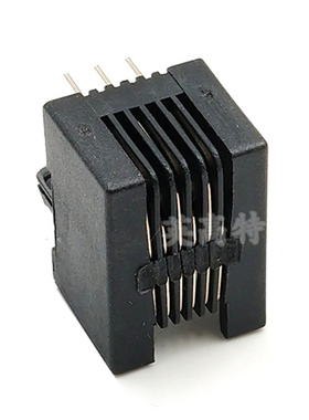 黑色水晶头插座 RJ11 95001-6P6C母座 90度六芯 RJ12电话插座
