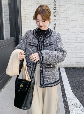 灰色小香风羽绒服女冬季2024年新款韩系高级感超好看90白鸭绒外套