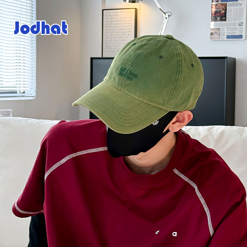 日系水洗做旧棒球帽男士弯檐