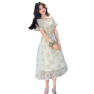 现货 夏季短袖新款大花灯笼袖连衣裙女062档口2685P125K188图片