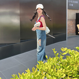 现货新款风刺绣牛仔背带裤062档口2669背带裤P115K178，女装连体裤，素依格格