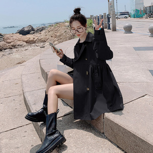 赫本风中长款风衣女2023年春秋新款韩版休闲洋气复古流行工装外套图片