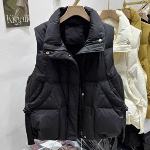 马夹 洋气棉背心外穿秋新款 加厚羽绒棉服马甲女短款 宽松显瘦时尚