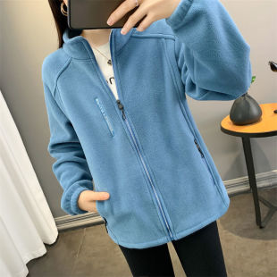 户外抓绒衣女秋冬新款 外套 摇粒绒外套女宽松加厚保暖双面抓绒开衫