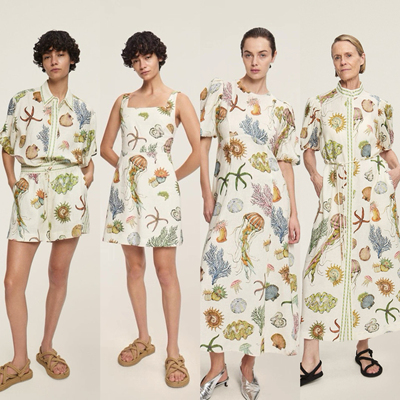 亚麻海洋印花系列印花连衣裙