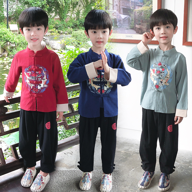 春秋男童汉服套装中国风复古