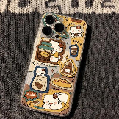 咖啡KT猫适用苹果16手机壳iphone17新款15promax套14pro镜头15全包13por的plus硅胶11少女款x外壳12pm软壳xr