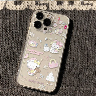 凯蒂猫宝宝适用苹果17promax手机壳新款 iphone16可爱15保护套14plus镜头全包13por硅胶i12超薄11日韩xr软壳xs
