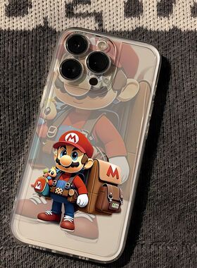 适用苹果iPhone手机壳透明硅胶马里奥卡通保护套新款超火ip17/16/15/14/13/12/11pro/x/xr/xsmax适用7/8/plus