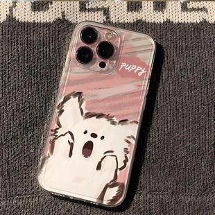 14plus 12mini 尖叫小狗苹果iPhone透明硅胶手机壳创意可爱小众卡通保护套适用ip17promax