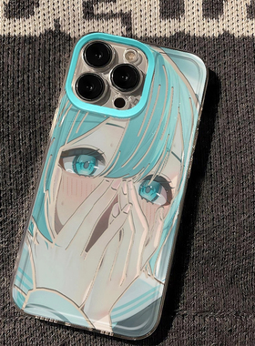 二次元动漫iPhone手机壳透明软壳卡通少女蓝色保护套ip17/16/15/14/13/12/11pro/x/xr/xsmax适用7/8/16plus潮