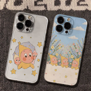 11pro 16plus卖萌 xsmax适用8 卡通星星小熊iPhone手机壳透明软壳可爱少女心保护套ip17