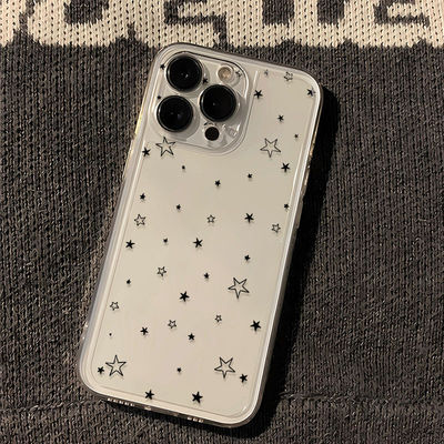 黑色星星苹果iPhone手机壳透明