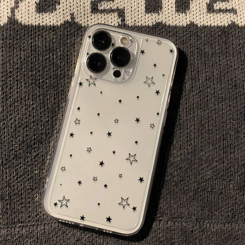 黑色星星苹果iPhone手机壳透明