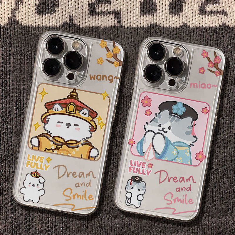 可爱卡通猫咪iPhone手机壳透明软壳苹果17/15/14/13保护套i15/14/13/12/11pro/x/xr/xsmax适用7/8/16plus少女