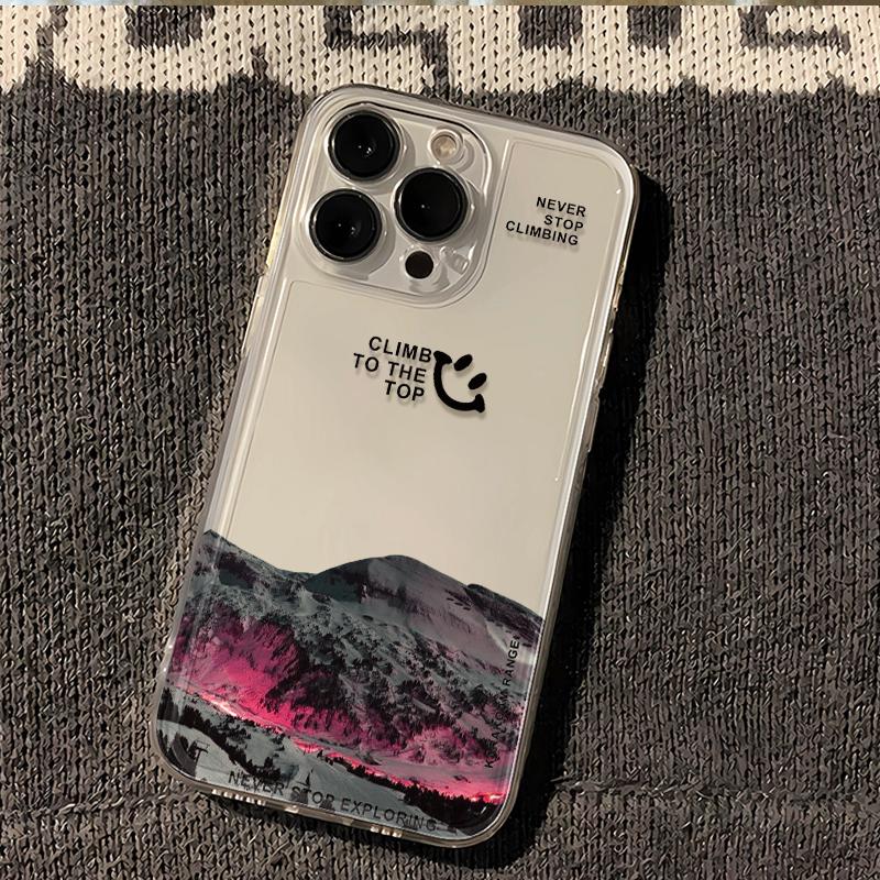 火焰山iPhone手机壳透明硅胶软壳山峰印花字母高级感保护套适用苹果17promax女ip16男15/14plus/13/12mini/11
