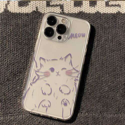 腮红紫线猫适用苹果16手机壳iphone17新款15promax套14pro镜头15全包13por的plus硅胶11少女x外壳12pm软壳xr