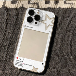 镂空星星相框适用苹果17promax手机壳新款 iphone16文艺15保护套14plus镜头全包13por硅胶i12超薄11潮xr软壳xs