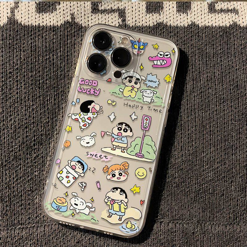 蜡笔小新卡通可爱风手机壳透明软壳iPhone保护套适用苹果17promax/16/15/14plus/13/12mini/11/xr/xs/7/8超薄