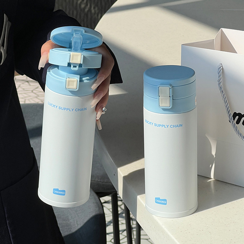 高颜值陶瓷内胆保温杯女大容量保温水杯办公室咖啡杯车载吸管杯男