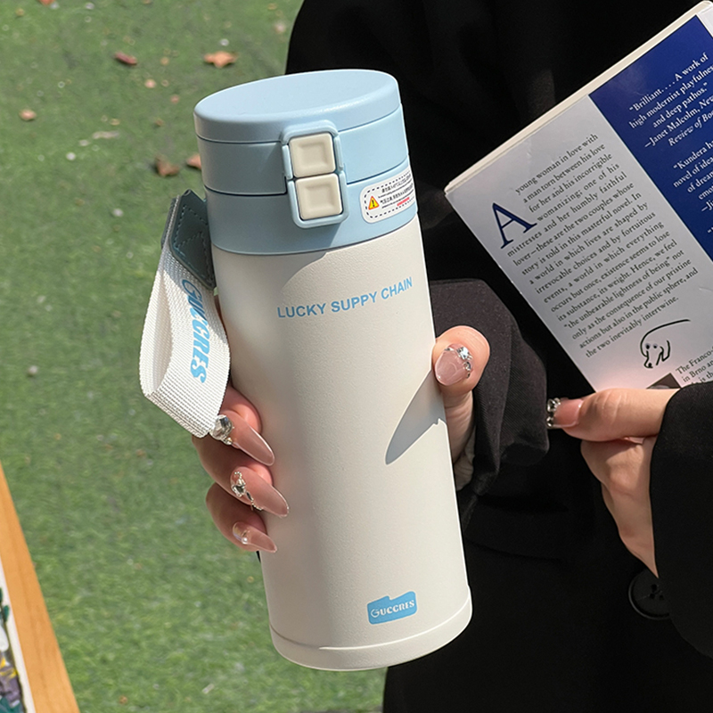 夏季水杯儿童保温杯不锈钢杯女生吸管便携咖啡杯高颜值双饮吸管杯 - 封面