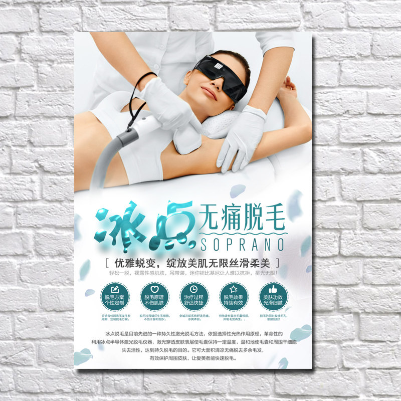冰点脱毛广告海报皮肤管理私人定制美容院装饰画 化妆工作室挂画