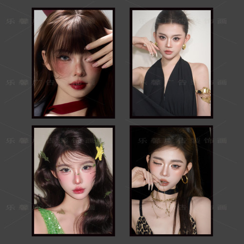 新品生活妆挂画化妆造型学校教师装饰画美妆室挂画妆容壁画美容院