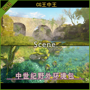 ue5虚幻4.27-5.7+ 卡通风格化野外石桥荒野森林花草树木岩石环境
