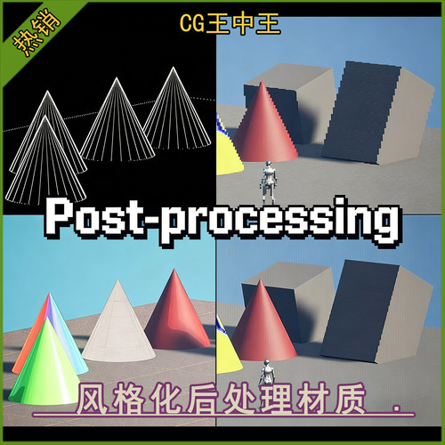 UE5虚幻5.4-5.7+卡通风格化复古漫画书像素化滤镜后处理材质素材