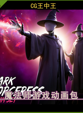 Unity2020+ 暗黑魔法师女巫师攻击死亡待机移动RPG游戏女角色动画
