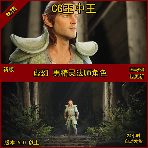 UE5虚幻5中世纪男性魔法师精灵NPC素材影视级古代异世界人物动画