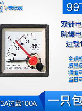 99T2双针电流表50/5A 100/5 250/5 500a指针交流cp48防爆exeiict6