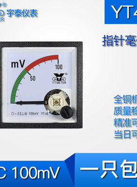 YT48 100mV直流电压表毫伏表指针红绿BE48 CP48船用表DC小电压