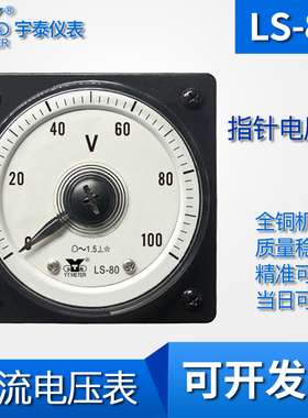 LS-80广角度交流电压表100V 250V 600V船用63L18指针式核电AC80MM