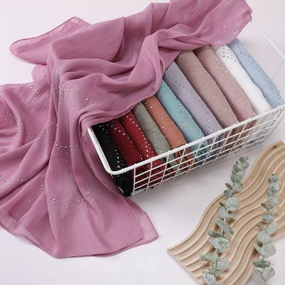 crinkle chiffon shawl rhinestone scarf雪纺银丝褶皱烫钻围巾