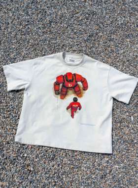 BAGGGGY大码短宽廓形new,vintage复古机甲单线印花T恤140-260斤