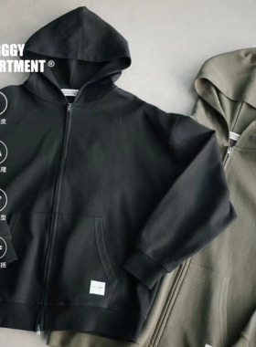 BAGGGGY大码强斜纹拉链帽衫短宽版型直拉可内搭可外穿450G高克重
