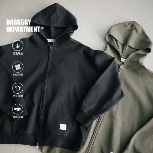 BAGGGGY大码强斜纹拉链帽衫短宽版型直拉可内搭可外穿450G高克重