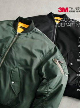 BAGGGGY大码廓形短宽强光泽MA1飞行夹克外套棉服3M新雪丽棉棉夹克