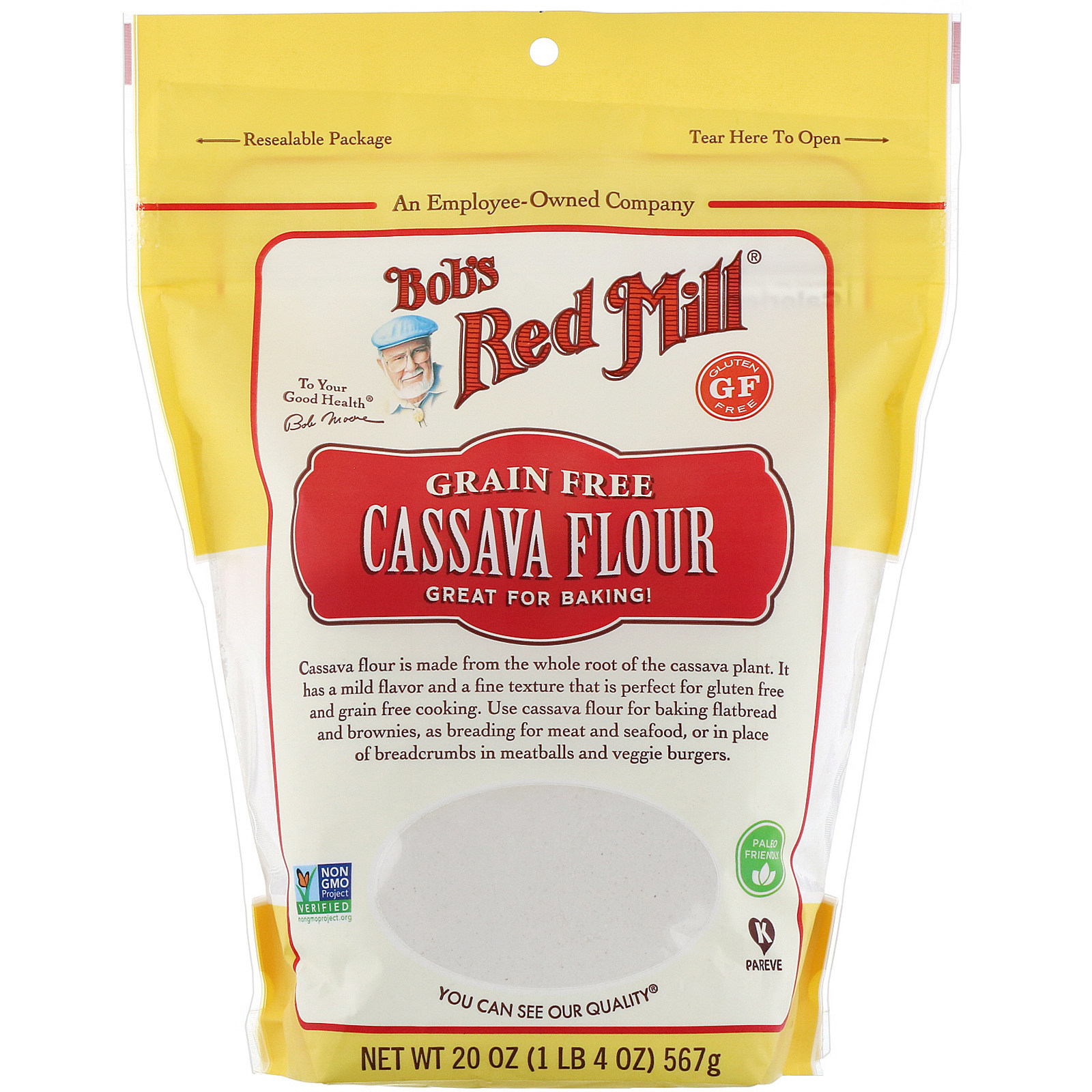 Bob's Red Mill Cassava Flour鲍勃红磨坊无麸质木薯粉无谷物