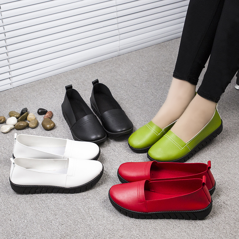 新款女鞋春秋单鞋妈妈鞋软底防滑耐磨豆豆鞋休闲平底皮鞋女特价鞋在类目 女鞋, 低帮鞋中 - 来自Buy2taobao.com提供专业的淘宝代购服务