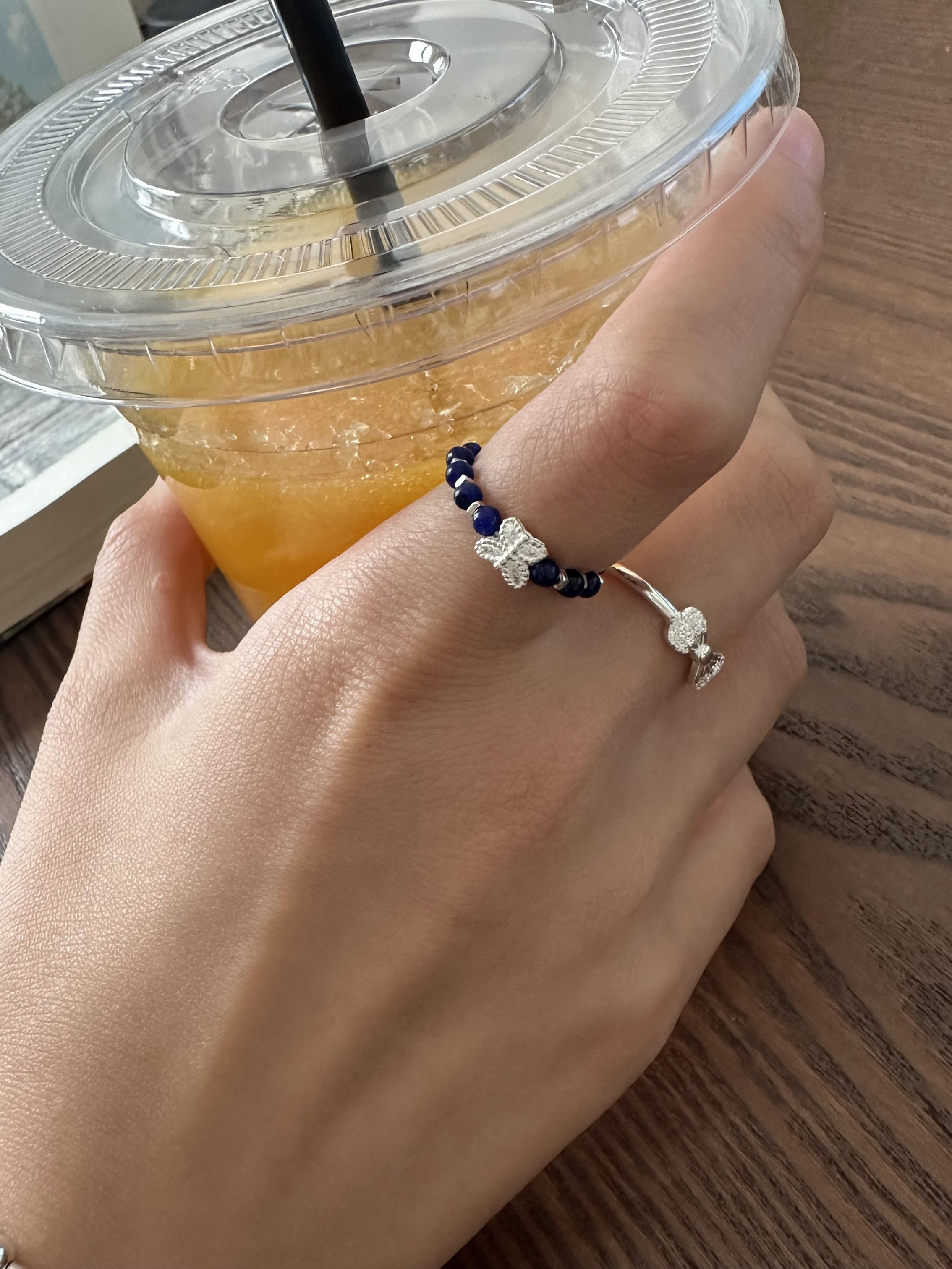 碎银/天然石复古戒指简约