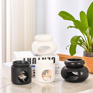 大容量分离式香薰炉哑光黑点卵形香薰炉室内蜡烛香薰灯精油加热炉