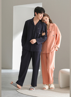 雅巧男54689女54690秋冬季情侣款纯色德绒居家套装