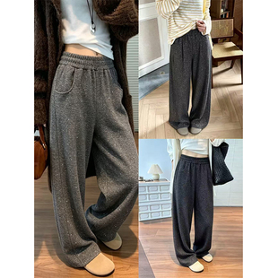 唐不灵微胖《闪闪bling裤》微胖细闪松紧腰显瘦垂感百搭休闲裤