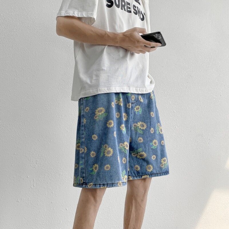 牛仔短裤夏季男士韩版五分裤 韩版宽松款百搭休闲中裤D/图片