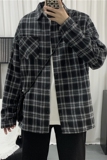 港风秋季格子长袖衬衫男百搭外穿衬衣休闲C91，男装衬衫，电商D202