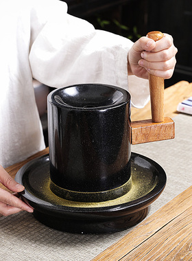 乌金石石雕水磨抛光茶磨